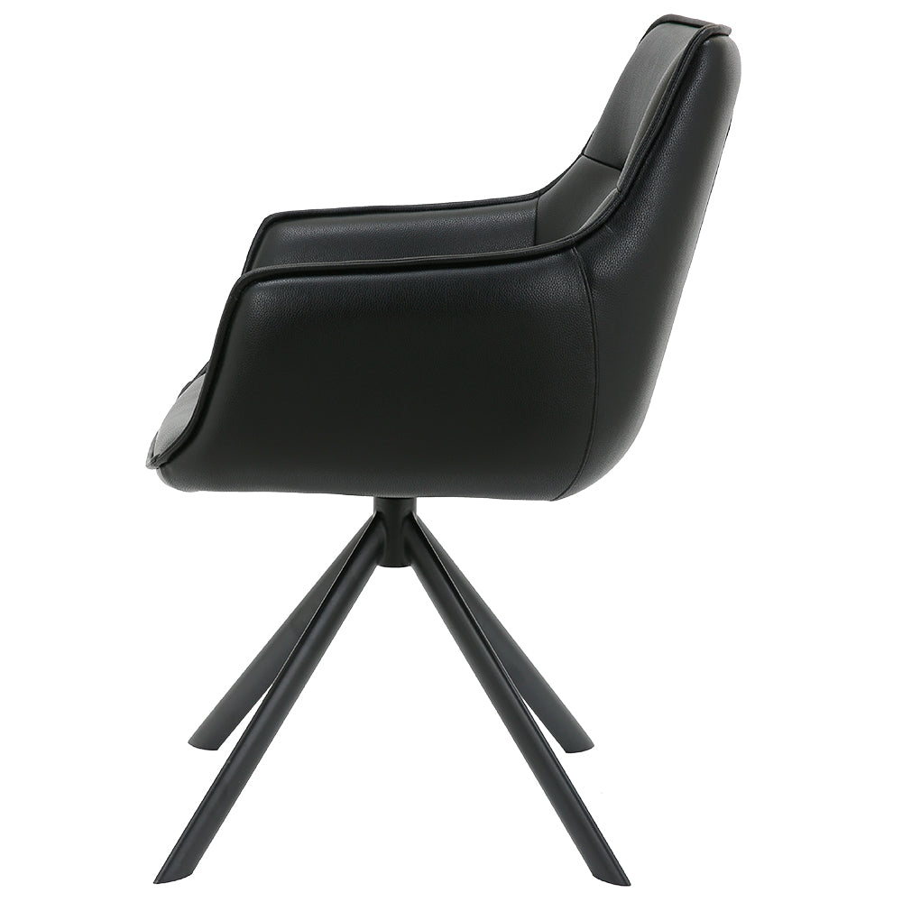 Butaca Cuero Giratoria 360° Buckingham Harland Negro