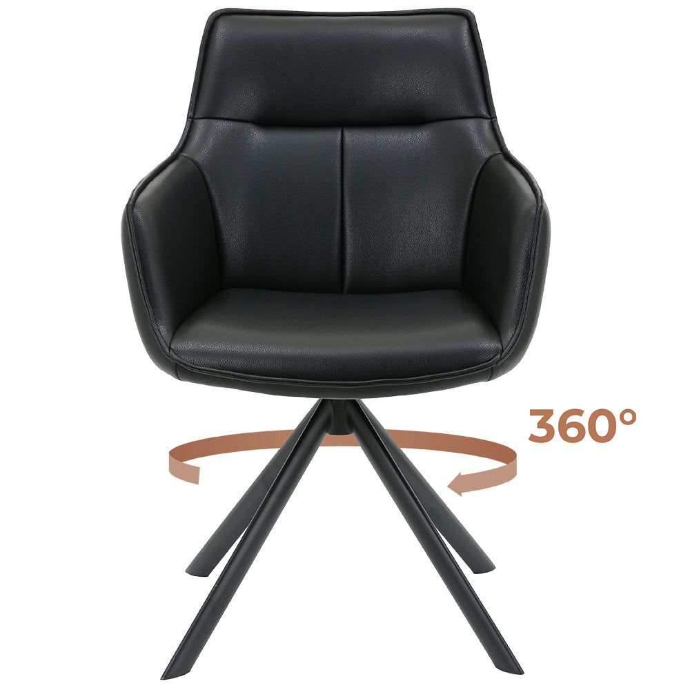 Butaca Cuero Giratoria 360° Buckingham Harland Negro