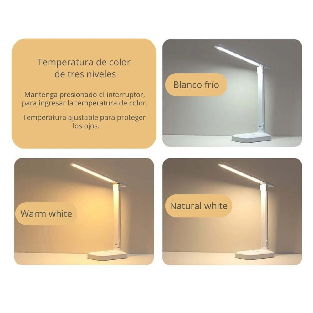 Lámpara de Escritorio USB Touch Minimalista Sofisticada Escritorio Celular Blanco