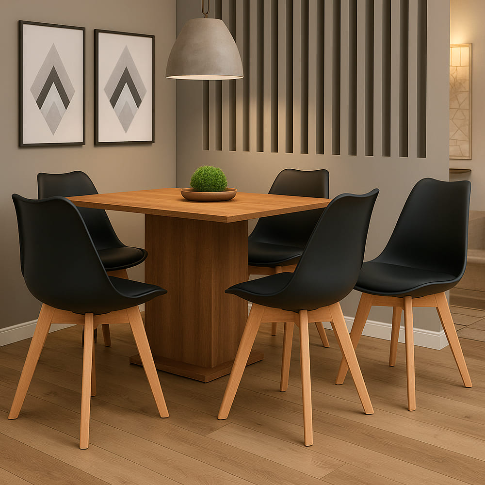 Juego de 4 Sillas de comedor terraza Bonno Negro