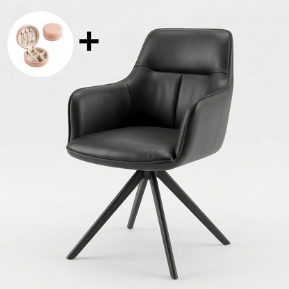 Butaca Cuero Giratoria 360° Buckingham Harland Negro