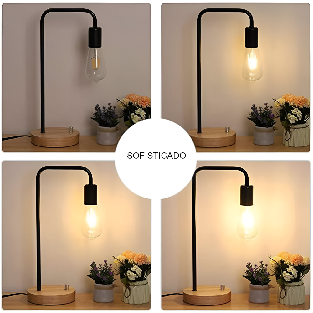 Lámpara Mesa Dormitorio Madera Metal Industrial DYH390007 Buckingham
