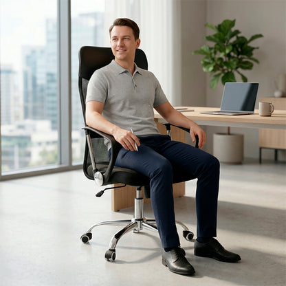 Silla de Oficina Ejecutiva Base de Acero Komsum Milan Negro