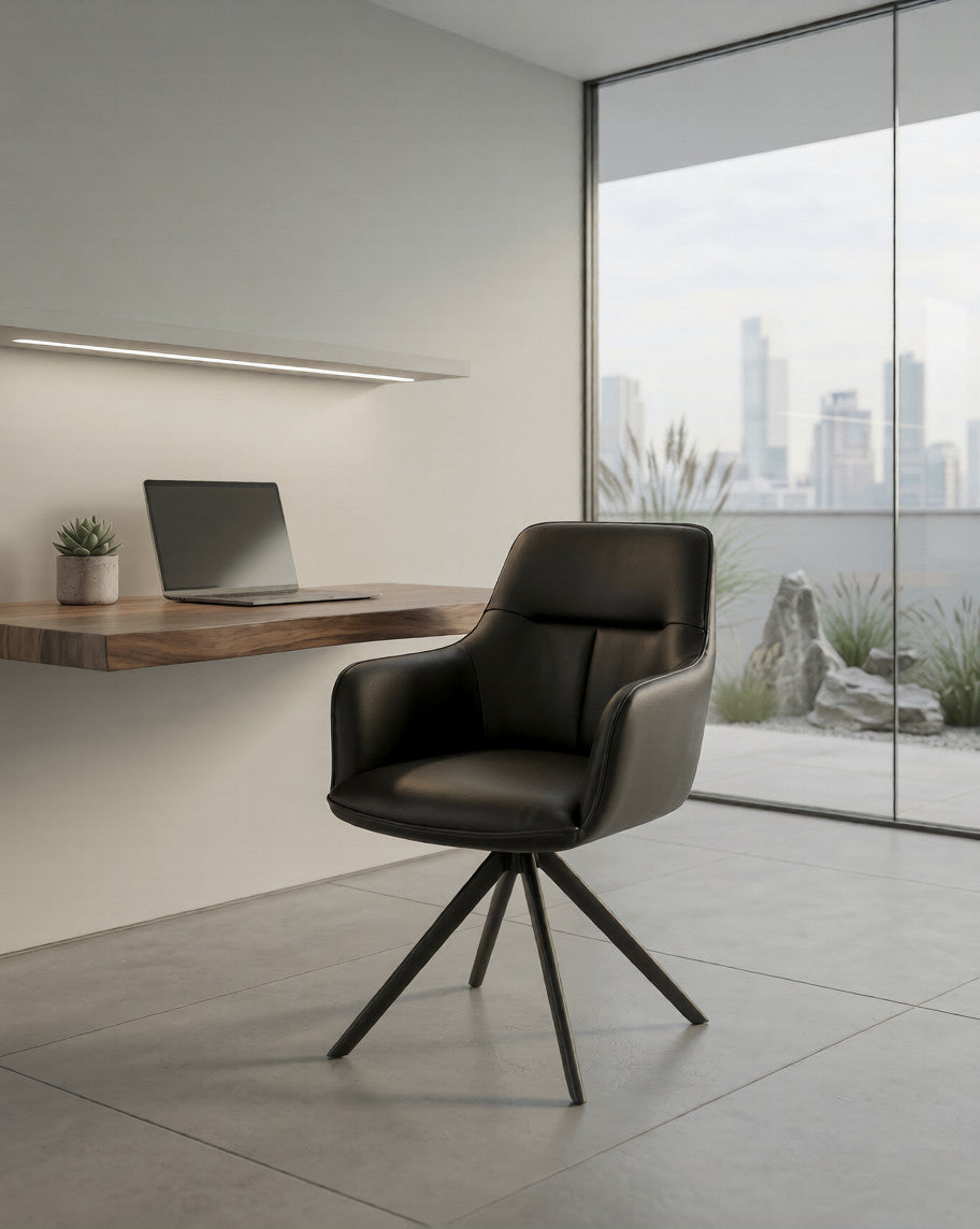 Butaca Cuero Giratoria 360° Buckingham Harland Negro