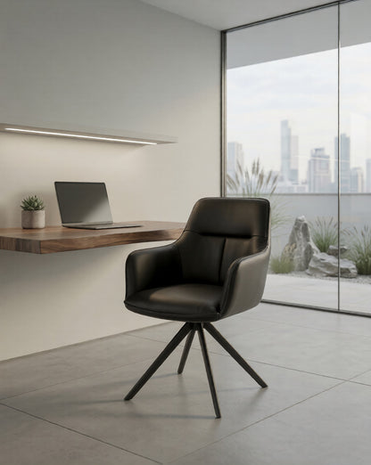 Butaca Cuero Giratoria 360° Buckingham Harland Negro