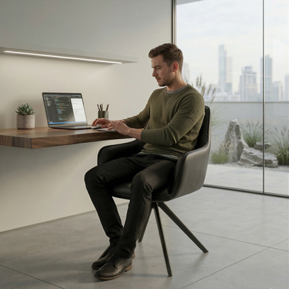 Butaca Cuero Giratoria 360° Buckingham Harland Negro