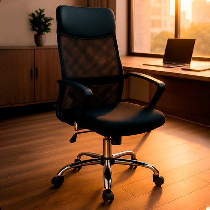 Silla de Oficina Ejecutiva Base de Acero Komsum Milan Negro