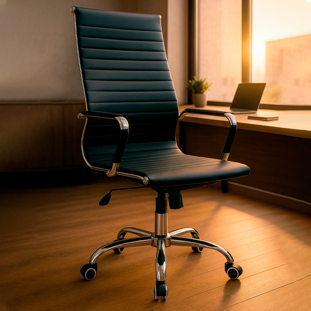Silla de Oficina Ejecutiva Base de Acero Komsum Cannes Negro