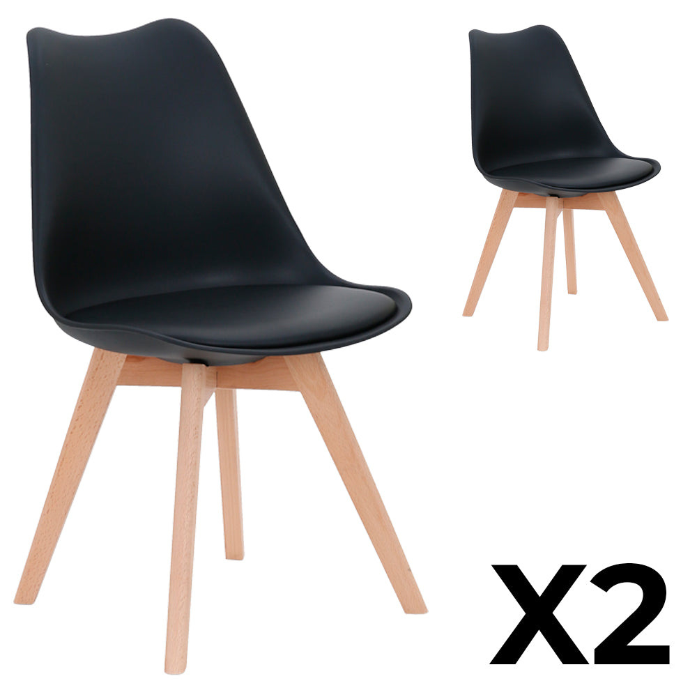 Set x2 Sillas de comedor terraza Bonno Negro