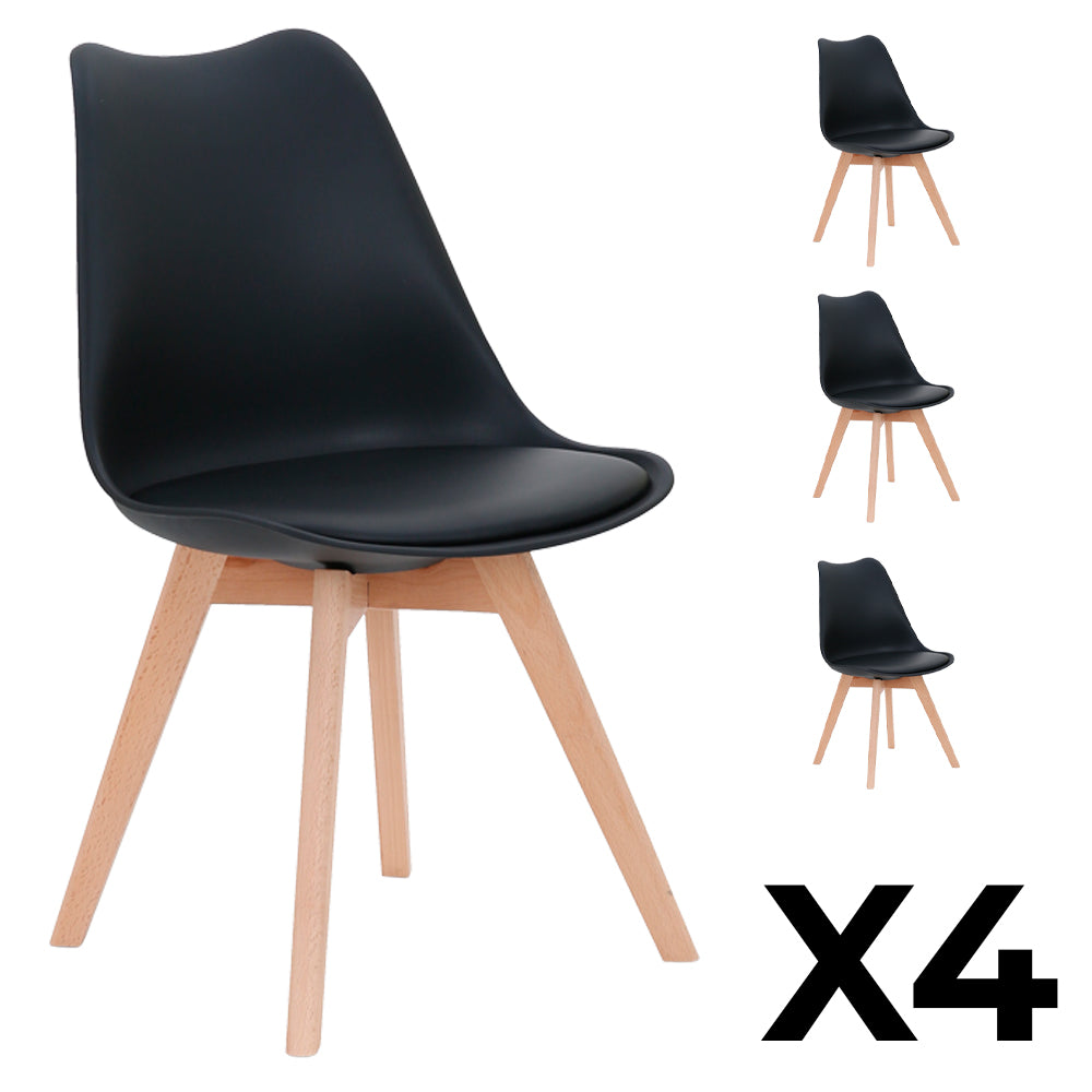 Juego de 4 Sillas de comedor terraza Bonno Negro