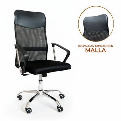 Pack x2 Sillas de Oficina Ejecutiva Base de Acero Komsum Milan Negro