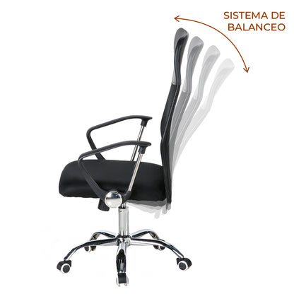Pack x2 Sillas de Oficina Ejecutiva Base de Acero Komsum Milan Negro